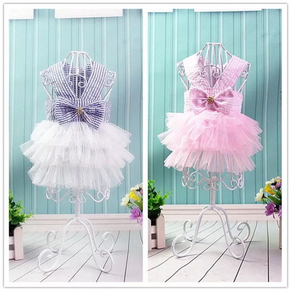 Dog dress shirt bow tutu pink cute medium small dogs clothing - Picture 4 of 11
